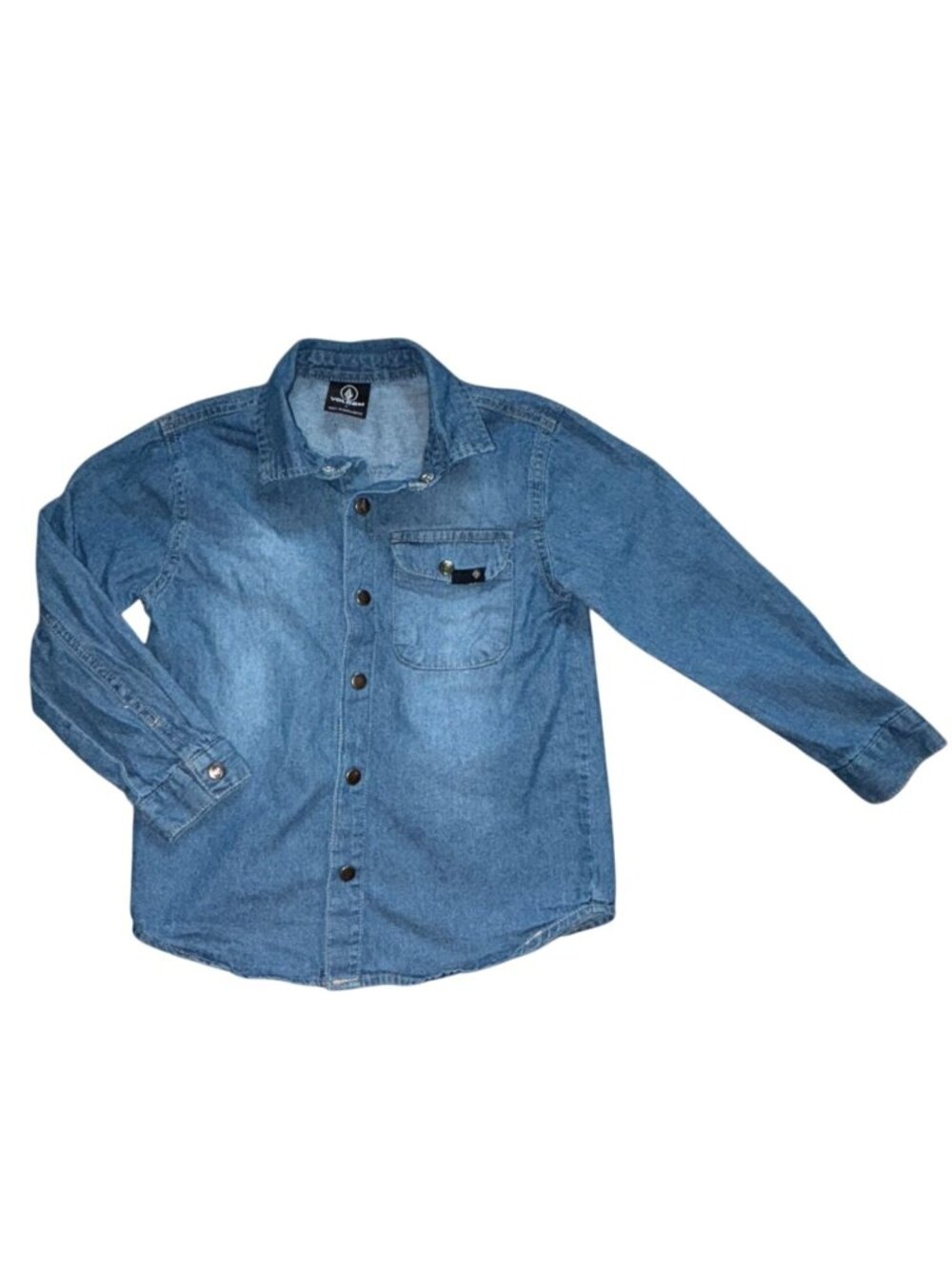 Volcom Boys Snap Front Denim Long Sleeve Shirt-Blue-Size 5-GUC